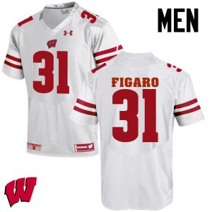 Men's Wisconsin Badgers NCAA #31 Lubern Figaro White Authentic Under Armour Stitched College Football Jersey QO31G70SN